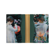 Carnation, Lily, Lily, Rose leather card wallet